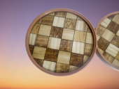 Zigon 19625Sehpa Çember DAMALI Model Kayın Retro Ceviz 3 Ayak Üstü Cam El Yapım - 3