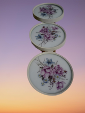 Zigon19630 Sehpa Çember YABAN GÜLÜ Model Kayın Retro Ceviz 3Ayk Üstü Cam El Yapım - 2