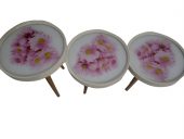 Zigon19628 Sehpa Çember PEMBE KARANFİL Model Kayın Retro Ceviz 3 Ayak Üstü Cam - 6