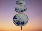 Zigon 19627 Sehpa Çember MAVİ KELEBEK Model Kayın Retro 3 Ayak Üstü Cam El Yapım - 4