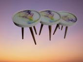 Zigon 19629 Sehpa Çember RENKLİ DALGA Model Kayın Retro Parlk Ceviz 3Ayk Üstü Cam - 4