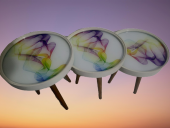 Zigon 19629 Sehpa Çember RENKLİ DALGA Model Kayın Retro Parlk Ceviz 3Ayk Üstü Cam - 5