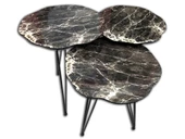 Zigon 17975 PAPATYA Ahşap Siyah Mermer Desen MDF Tabla Metal Ayak V Ayak El Yapım thumbnail 2