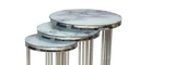 Brc EKO C 13382 Zigon Sehpa 3lü Beyaz Mermer Desen Metal Parlak Krom Ayak El Yapı - 4