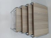 Zigon 14004 Sehpa demet Metal Model Nikelaj Ayak Hint Ceviz Dalgalı Desen El Yapı thumbnail 1