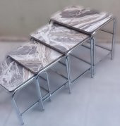 Zigon 134003 Sehpa Demet Model Metal Nikelaj Ayak Mermer Dalgalı Desen El Yapım - 1