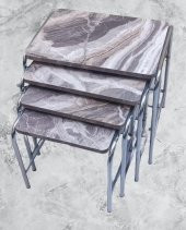 Zigon 134003 Sehpa Demet Model Metal Nikelaj Ayak Mermer Dalgalı Desen El Yapım - 4