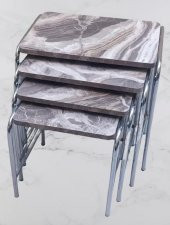 Zigon 134003 Sehpa Demet Model Metal Nikelaj Ayak Mermer Dalgalı Desen El Yapım - 5