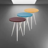 Zigon ST 3Ayak13556 3Renk Model Sehpa Kayın Torna RETRO Ayak MDF tabla El Yapım thumbnail 3