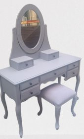 Dresuar 90144 makyaj masa 7çekm kayın aslan ayak parlak lake gri hareketli ayna thumbnail 3