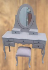 Dresuar 90144 makyaj masa 7çekm kayın aslan ayak parlak lake gri hareketli ayna thumbnail 5