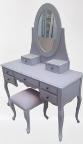 Dresuar 90144 makyaj masa 7çekm kayın aslan ayak parlak lake gri hareketli ayna thumbnail 8