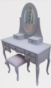 Dresuar 90144 makyaj masa 7çekm kayın aslan ayak parlak lake gri hareketli ayna thumbnail 9