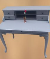 Çalışma masa ST 90138 klasik kayın aslan ayak kütüphane Parlak lake gri El Yapı - 3