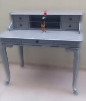 Çalışma masa ST 90138 klasik kayın aslan ayak kütüphane Parlak lake gri El Yapı - 5