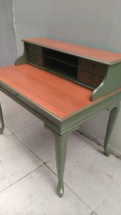 Çalışma masa ST 90140 klasik Model kayın aslan ayak kütüphane Parlak ceviz yeşil uyum - 4