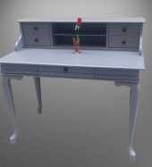 Çalışma masa ST 90138 klasik kayın aslan ayak kütüphane Parlak lake gri El Yapı - 7