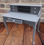 Çalışma masa ST 90138 klasik kayın aslan ayak kütüphane Parlak lake gri El Yapı - 8