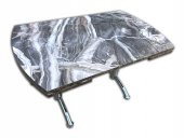 Masa JAPON 12634 Metal Çelik Nikelaj Yandan Açılır Orta Ayak Siyah Mermer El Yapı - 2