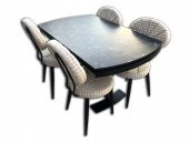 Sandalye-12626 Masa MİDYE Kayın RETRO ayak Mermer Desen Metal Nikelaj Örgü Kumaş thumbnail 1