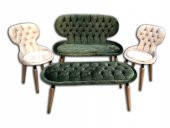 Berjer 12605 Çay Set Model Tk Metal Kayın RETRO ayak Kapiton Kalite Kumaş Döşem - 3