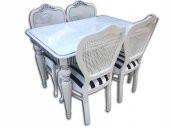 Masa 12467  FİTİL Takım Model Açılır Tabla HASIRLI oyma Sandalye Aslan Ayak El Yapım - 3