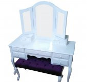 Makyaj Masa 12549 Dresuar 7Çekmec Ahşap Kayın Aslan Ayak Beyaz Yan açılIR ayna - 2