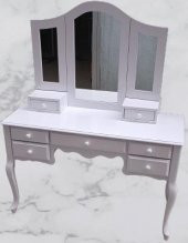 Makyaj Masa 12549 Dresuar 7Çekmec Ahşap Kayın Aslan Ayak Beyaz Yan açılIR ayna - 4