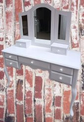 Makyaj Masa 12549 Dresuar 7Çekmec Ahşap Kayın Aslan Ayak Beyaz Yan açılIR ayna - 7