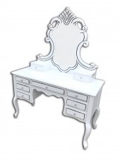 Makyaj Masası 12530 Dresuar Ahşap Kayın Aslan Ayak 9Çekmec Aslan Oyma Nakış Ayna - 3