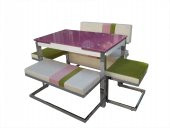 Masa-LOCA BANK takım 12520 Metal Çelik Nikelaj Suni deri Temper cam Sandıklı benc - 1