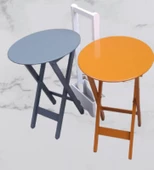 Çanta Zigon 90117 Sehpa Oval Model 2li Tk Ahşap Mdf Hardal-Gri Renk Uyum El Yapım thumbnail 2