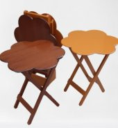 Çanta Zigon 90106 Sehpa Papatya Model Dörtlü Ahşap MDF Ceviz-Hardal Uyum El Yapım - 1
