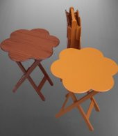Çanta Zigon 90106 Sehpa Papatya Model Dörtlü Ahşap MDF Ceviz-Hardal Uyum El Yapım - 3