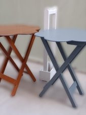 Çanta Zigon 90100 Sehpa Papatya  Model İkili Tk Ahşap MDF Ceviz-Gri Renk El Yapım - 4
