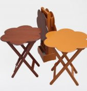 Çanta Zigon 90106 Sehpa Papatya Model Dörtlü Ahşap MDF Ceviz-Hardal Uyum El Yapım - 5