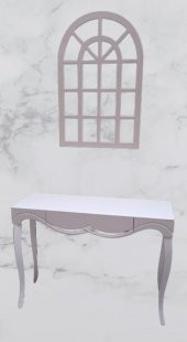 Dresuar 90010 CNC Çökertme Model Ahşap MDF Beyaz Lake Tabla Kayın Avangart Ayak - 2