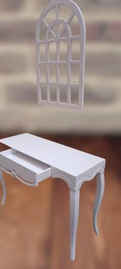 Dresuar 90010 CNC Çökertme Model Ahşap MDF Beyaz Lake Tabla Kayın Avangart Ayak - 4