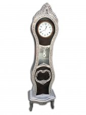 Saat 12384DEKORATİF Büyük Model Kayın Lüken Aslan Ayak GRİ kutu sevk El Yapım - 1