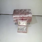 Çeyiz12351 SANDIK Kapitone KÜÇÜK Model 2li PEMBE Kadife Kumaş İçi tela El Yapım - 1