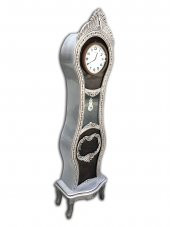 Saat 12384DEKORATİF Büyük Model Kayın Lüken Aslan Ayak GRİ kutu sevk El Yapım - 4