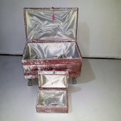 Çeyiz12351 SANDIK Kapitone KÜÇÜK Model 2li PEMBE Kadife Kumaş İçi tela El Yapım - 2