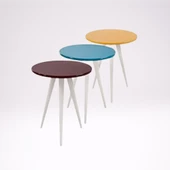 Zigon 12864 Model Sehpa Kayın Torna RETRO Ayak Parlak 3 Renk MDF tabla EL Yapım - 1