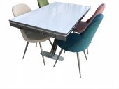 Masa-Sandalye 13660 GONCA MODEL Takımı METAL NİKELAJ ÇELİK Glosspan Tabla El Yapı - 2