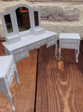 MAKYAJ MASA 13728 Dresuar model takım 7Çekm Kayın Aslan Ayk Beyaz Lake El yapım - 5