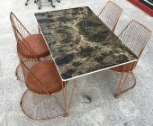 Masa 13798 TEL Sandaly Tk Metal ROSE Bakır Japon ayk MDF siyh desen Tabla El yapı thumbnail 2