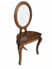 Dresuar 13876 Klasik Model Kayın Aslan Ayak Parlak Ceviz Oval Ayna Çekmc El Yapım - 2