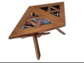 Zigon-Orta 18103 Sehpa Üçgen Tk Model KAYIN Ceviz Üstü cam Çok İşlevli El Yapım - 4