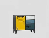 Şifonyer Urlu 14504 MİX SARI İnovasyon Model Üç Çekmece Dolaplı Kaliteli Suntalam - 2