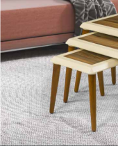 Zigon OSM 11829 Çerçeve Model Sehpa Parlak Ceviz Krem Ahşap Kayın ayak El Yapım thumbnail 1